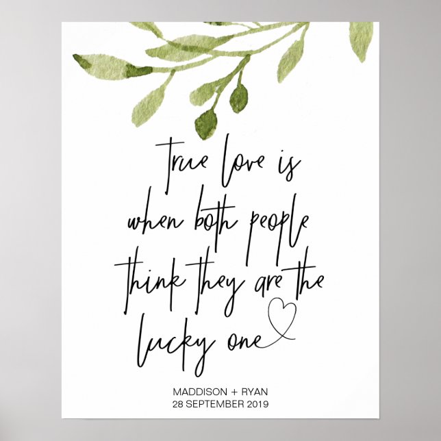 Poster Elegante Eucalyptus Weding True Love Bem-Vindo (Frente)