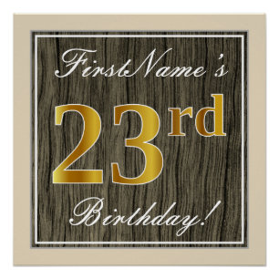 Pôster Elegante, Faux Wood, Faux Dourado 23º Aniversári