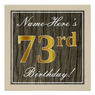 Pôster Elegante, Faux Wood, Faux Dourado 73º Aniversári