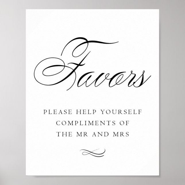 Poster Elegante favorece caligrafia negra | Chic Mesa (Frente)