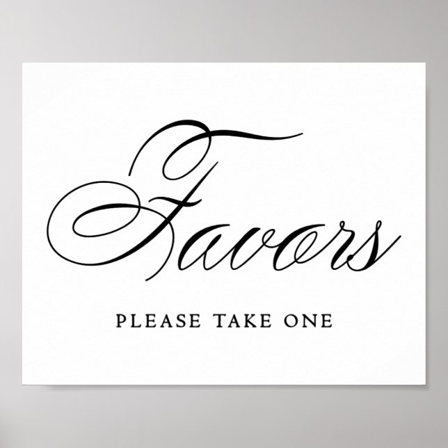 Poster Elegante favorece script preto | Mesa horizontal (Frente)