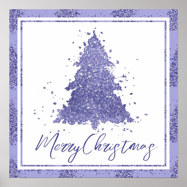 Poster Elegante Feliz Natal | Árvore de Lavanda charmosa (Frente)
