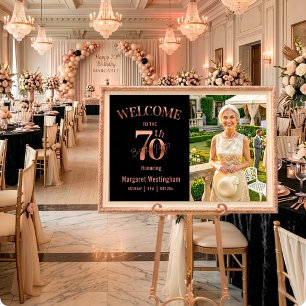 Poster Elegante Festa de Aniversário de 70 anos Bem-vindo
