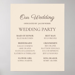 Poster Elegante festa de casamento cor creme
