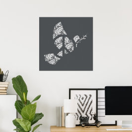 Poster Elegante Filigree Peace Dove e Sinal de Paz Sutil