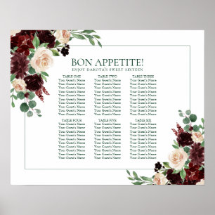 Poster Elegante Floral Armamento da Frame de Marsala