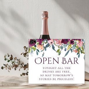 Poster Elegante Floral Bar Aberto da Garland Rosa Púrpu