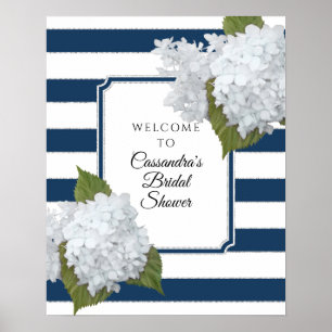 Poster Elegante Floral Bem-vindo Moderno Azul-Marinho Fai