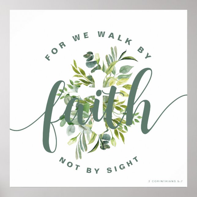 Poster Elegante Floral Cross Christian Bíblia Verse (Frente)