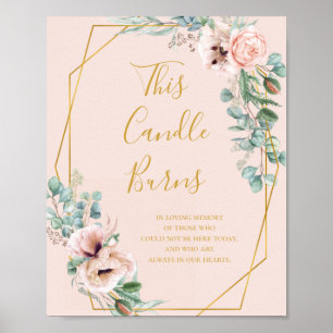 Poster Elegante Floral Pastel Rosa Este Sinal de Vela Que