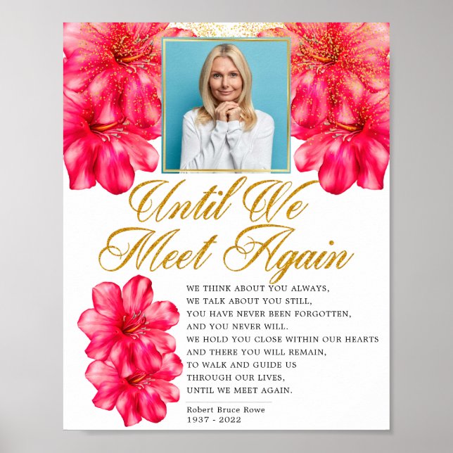 Poster Elegante Floral Rosa de Funeral Memória Poema Sina (Frente)