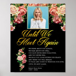 Poster Elegante Floral Rosa Sinal de Poema de Funeral com