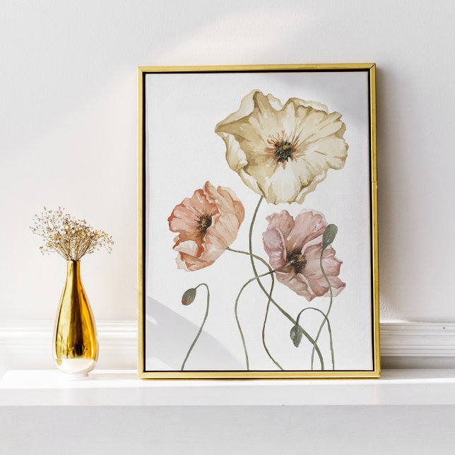 Poster Elegante Floral Watercolor Poppies Islandeses (Criador carregado)