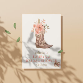 Poster Elegante Flores Chá de panela de Vaca Bem-vinda