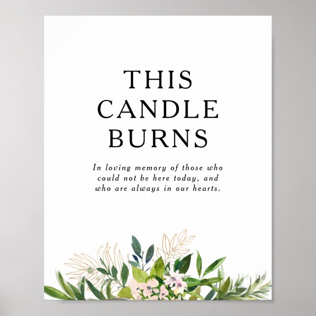 Poster Elegante Folhagem de Oliva Este Candle Burns Casam (Frente)