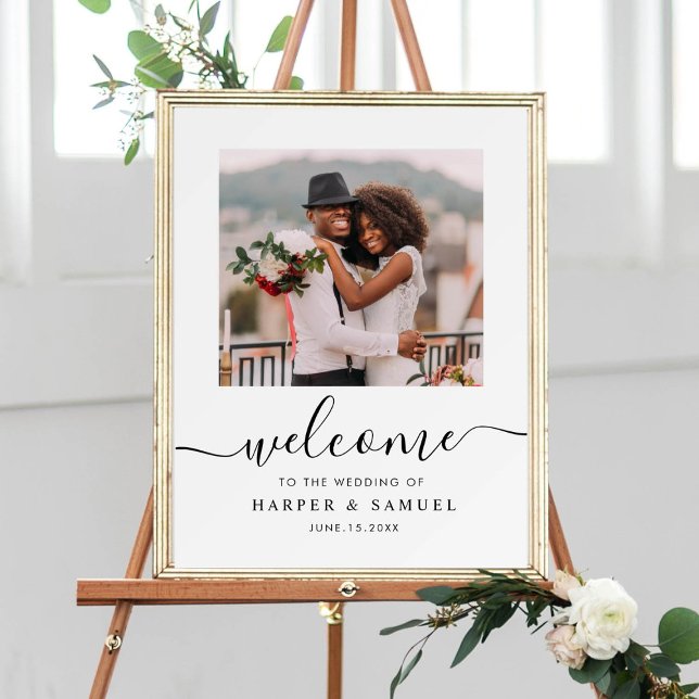 Poster Elegante Foto de Boas-Vindas de Casamento com Cali (Criador carregado)