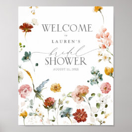 Poster Elegante Garden Flowers Chá de panela Welcome Post