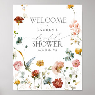 Poster Elegante Garden Flowers Chá de panela Welcome Post
