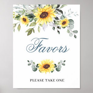 Poster Elegante Girassol Eucalyptus Favorece Sinal de Cas
