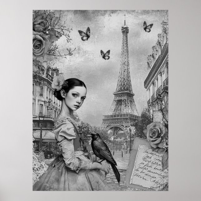 Poster Elegante Gótico monocromática vitoriana em Paris (Frente)