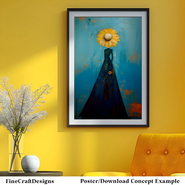 Poster Elegante Graceful Tall Willowly Sunflower Girl C2L (Criador carregado)
