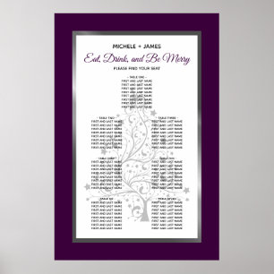 Poster Elegante Gráfico de Assentos de Casamento em Prata