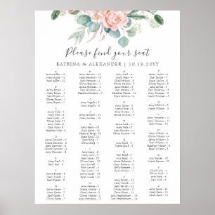 Poster Elegante Gráfico de Assentos de Casamento Floral R