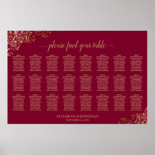 Poster Elegante Gráfico de Assentos de Mesa Burgundy & Do