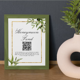 Poster Elegante Green Leaf Weding Honeymoon
