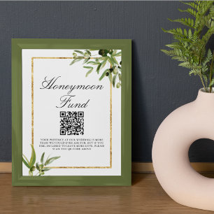 Poster Elegante Green Leaf Weding Honeymoon