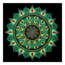 Elegante Green Mandala | Bohemian Zen Minimalist