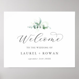 Poster Elegante Greenery Wedding Bem-vindo