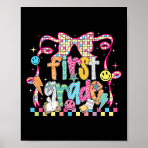 Poster Elegante Groovy Primeiro Ano Volta às Aulas Coquet