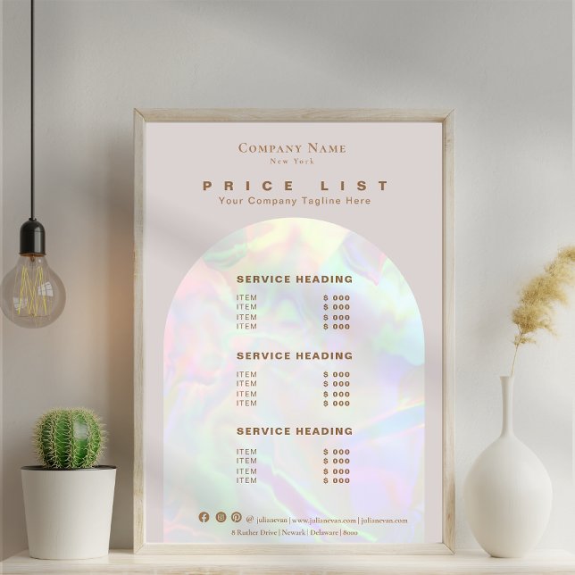 Poster Elegante Holographic Aura Arch Beige Price List (Elegant Holographic Arch Beige Price List Poster)