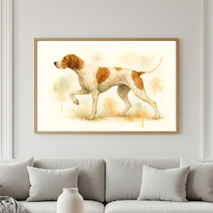 Poster Elegante inglês Pointer Dog Watercolor