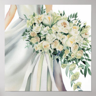 Poster Elegante Ivory, Bridal Cascading Buquê 2,