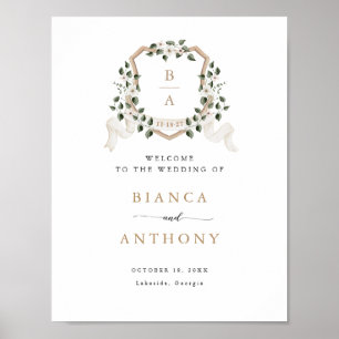 Poster Elegante Ivy Greenery Floral Crest Sinal de Boas-v