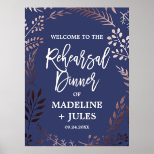 Poster Elegante Jantar de Ensaios Bem-vindo em Dourado Ro