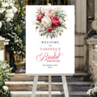 Elegante Jardim Bordô Floral Boas-Vindas Exposição