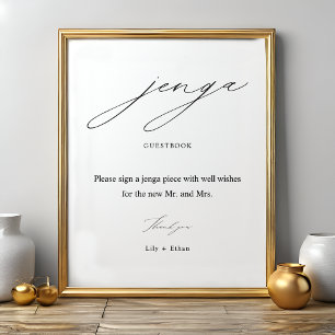 Poster Elegante Jenga - Sinal de Livro de Convidado