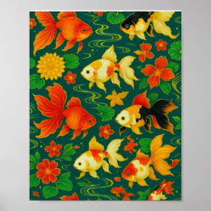 Poster Elegante Koi Pond Pattern