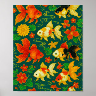 Poster Elegante Koi Pond Pattern