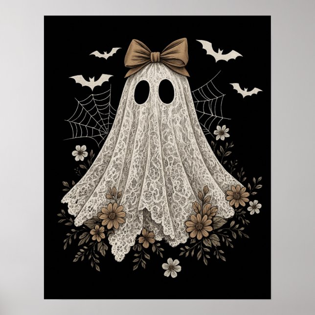 Poster Elegante Lace Ghost com Arco | Floral Ghost (Frente)
