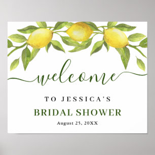 Poster Elegante Lemons Greenery CHÁ DE PANELA Bem-vindo