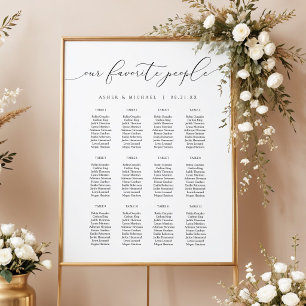 Poster Elegante Letra de Caligrafia Casamento Assentos
