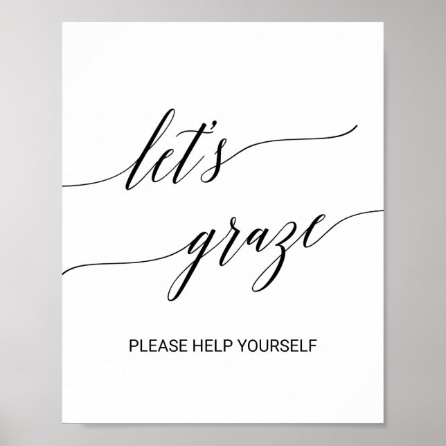 Poster Elegante Letra de Forma Preta Vamos Pastar Mesa de (Frente)