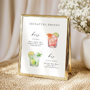 Poster Elegante Letra Moderna Assinatura Drinks Coquetel