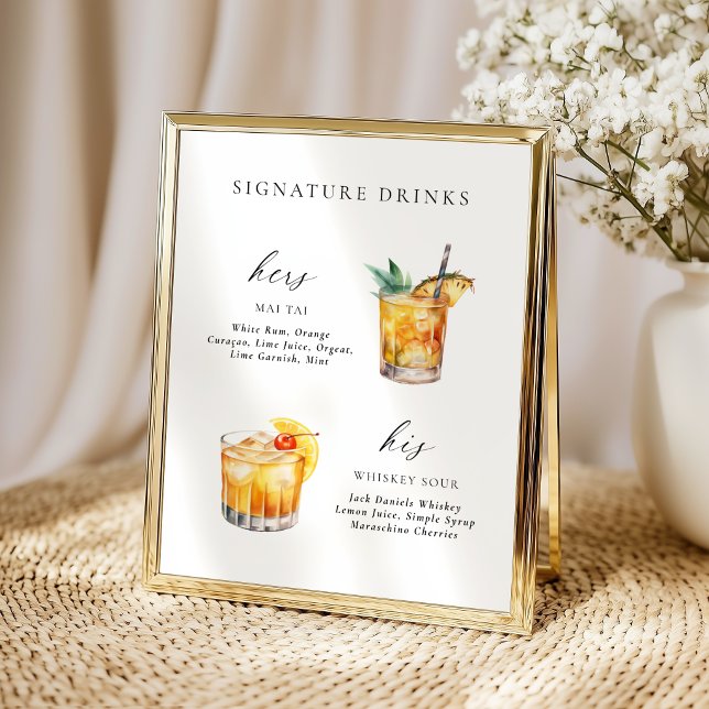 Poster Elegante Letra Moderna Assinatura Drinks Coquetel (Criador carregado)