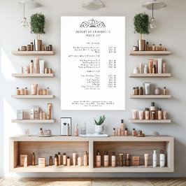 Poster Elegante, lista de preços real em branco