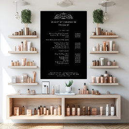 Poster Elegante, lista de preços real preta